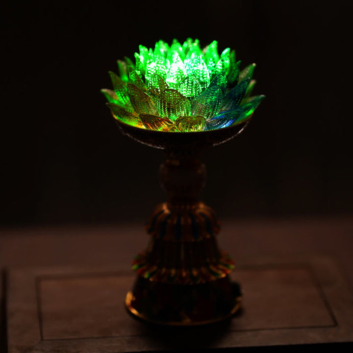 Buddha Stones Base de cristal Lotus Liuli con ocho símbolos auspiciosos para la iluminación y la decoración del hogar. - image 35