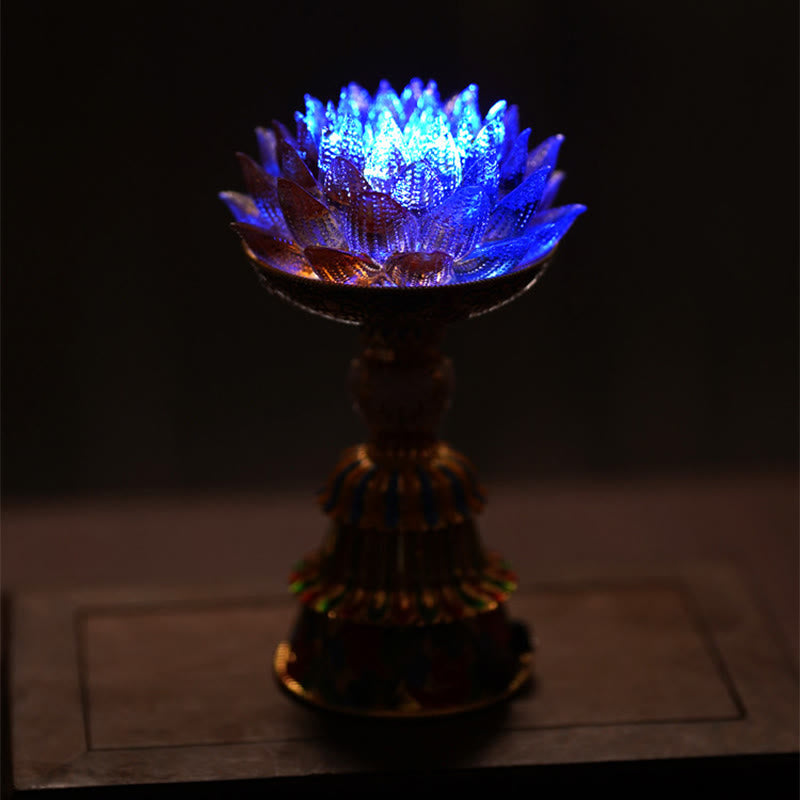Buddha Stones Base de cristal Lotus Liuli con ocho símbolos auspiciosos para la iluminación y la decoración del hogar. - image 32