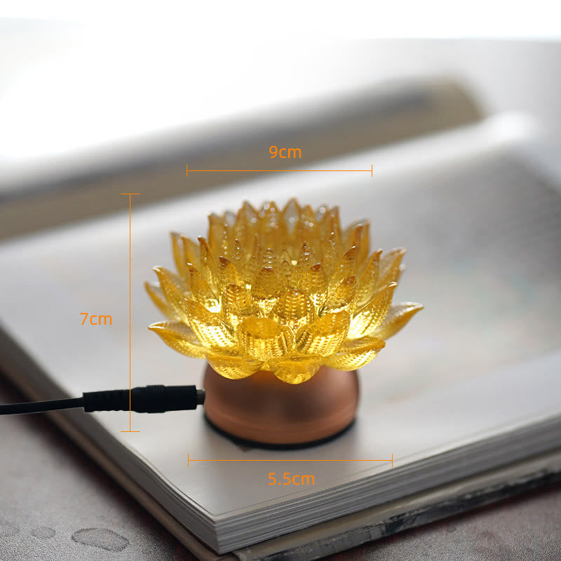 Buddha Stones Lotus Liuli Cristal Cobre Latón Nuevo Comienzo Decoración del Hogar - Base de aleación de aluminio con forma de loto dorado (9*7*5,5 cm) - Enchufe - image 15