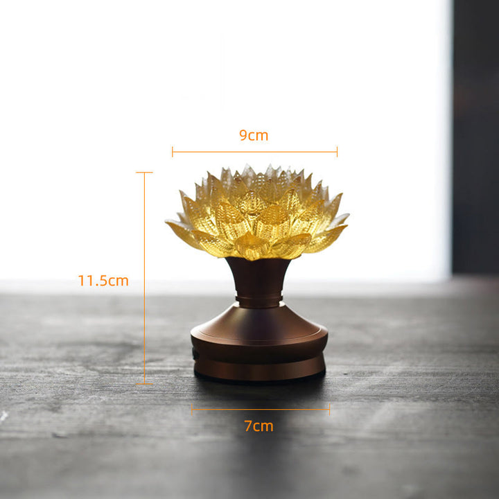 Buddha Stones Lotus Liuli Cristal Cobre Latón Nuevo Comienzo Decoración del Hogar - Base de aleación de aluminio con forma de loto dorado (9*11,5*7 cm) - Recargable - image 27