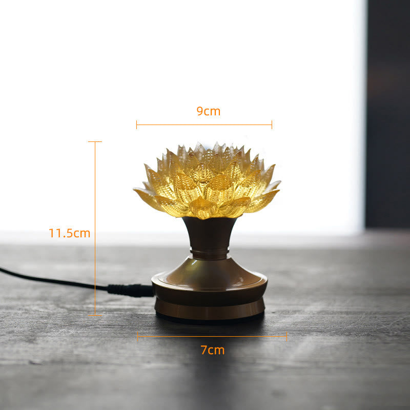 Buddha Stones Lotus Liuli Cristal Cobre Latón Nuevo Comienzo Decoración del Hogar - Loto dorado con base de latón y cobre (9*11,5*7 cm) - Enchufe - image 30