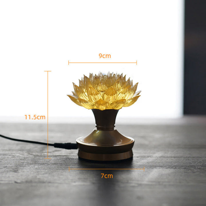 Buddha Stones Lotus Liuli Cristal Cobre Latón Nuevo Comienzo Decoración del Hogar - Loto dorado con base de latón y cobre (9*11,5*7 cm) - Enchufe - image 30
