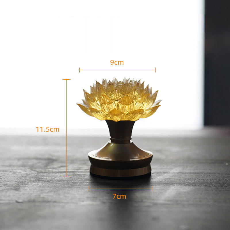 Buddha Stones Lotus Liuli Cristal Cobre Latón Nuevo Comienzo Decoración del Hogar - Loto dorado con base de latón y cobre (9*11,5*7 cm) - Recargable - image 31