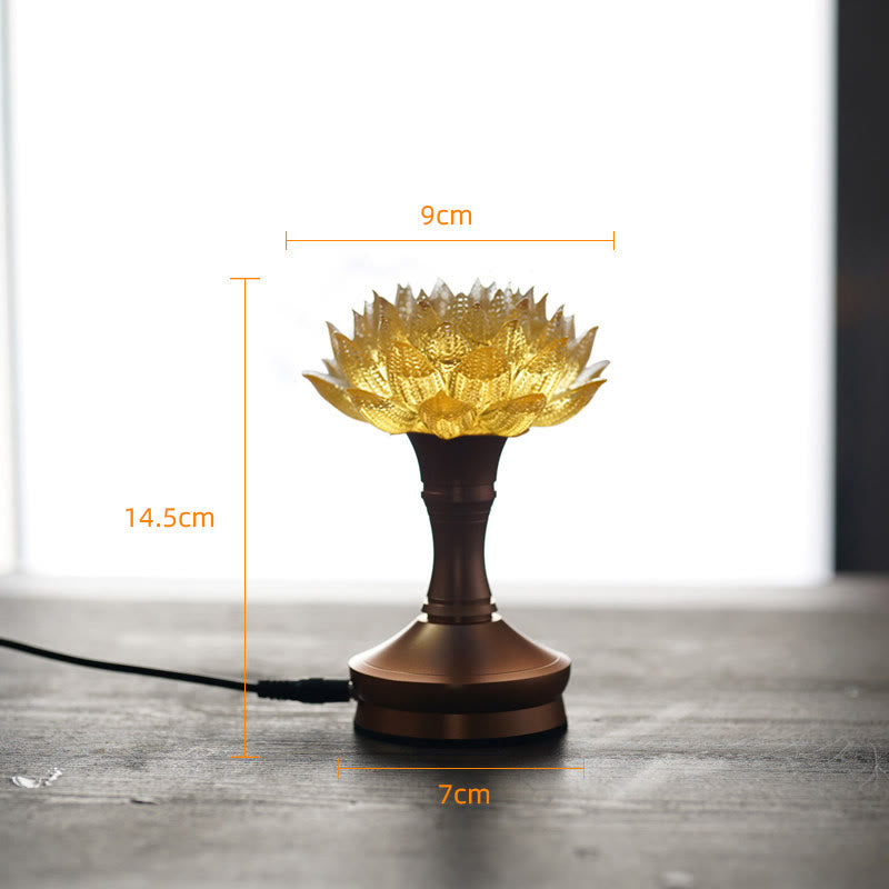 Buddha Stones Lotus Liuli Cristal Cobre Latón Nuevo Comienzo Decoración del Hogar - Base de aleación de aluminio con forma de loto dorado (9*14,5*7 cm) - Enchufe - image 34
