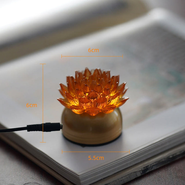 Buddha Stones Lotus Liuli Cristal Cobre Latón Nuevo Comienzo Decoración del Hogar - Loto naranja, base de latón cobrizo (6*6*5,5 cm) - Enchufe - image 13