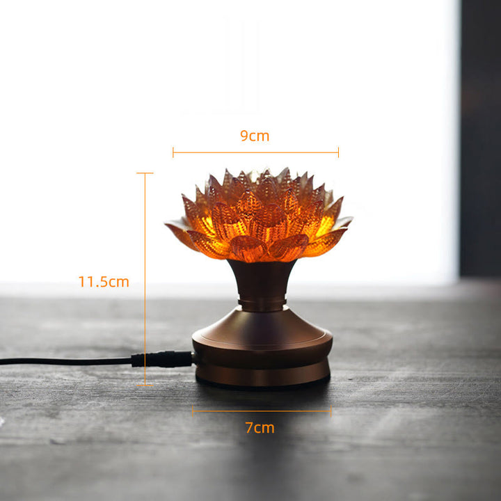 Buddha Stones Lotus Liuli Cristal Cobre Latón Nuevo Comienzo Decoración del Hogar - Base de aleación de aluminio con forma de loto naranja (9*11,5*7 cm) - Enchufe - image 28