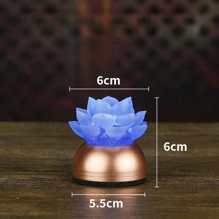 Buddha Stones Decoración para el hogar Lotus Liuli de cristal y cobre: ​​un nuevo comienzo - Azul recargable (6*6*5,5 cm) - image 14