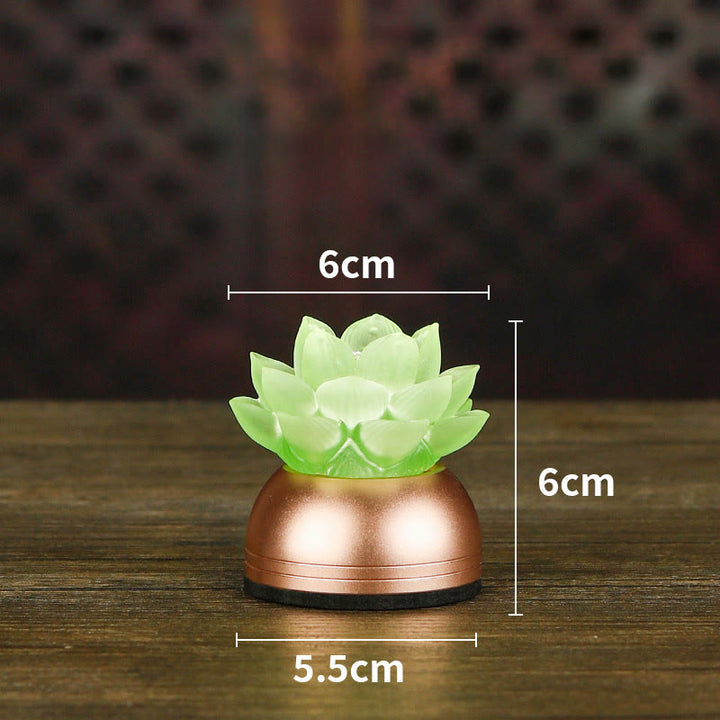 Buddha Stones Decoración para el hogar Lotus Liuli de cristal y cobre: ​​un nuevo comienzo - Verde recargable (6*6*5,5 cm) - image 15
