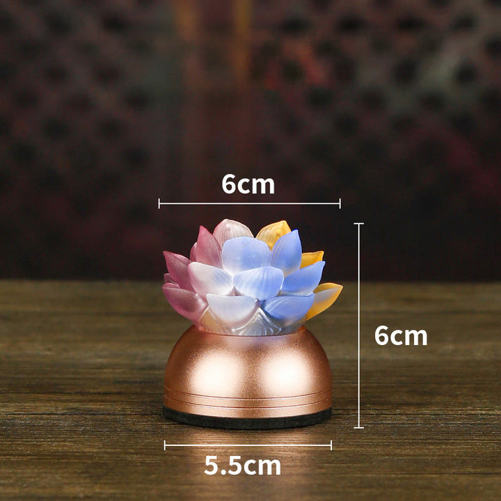 Buddha Stones Decoración para el hogar Lotus Liuli de cristal y cobre: ​​un nuevo comienzo - Recargable y de colores (6*6*5,5 cm) - image 16