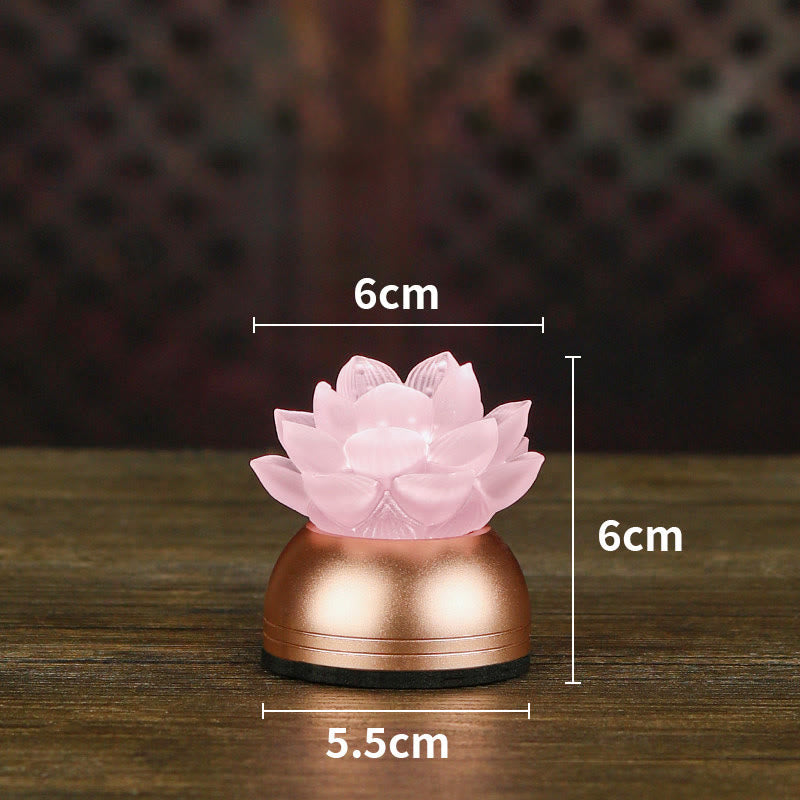 Buddha Stones Decoración para el hogar Lotus Liuli de cristal y cobre: ​​un nuevo comienzo - Rosa recargable (6*6*5,5 cm) - image 18