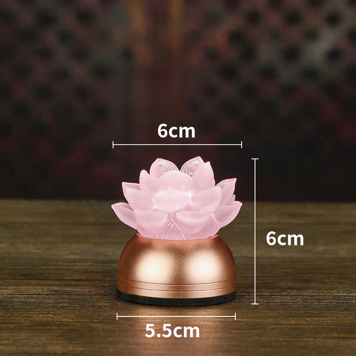 Buddha Stones Decoración para el hogar Lotus Liuli de cristal y cobre: ​​un nuevo comienzo - Rosa recargable (6*6*5,5 cm) - image 18