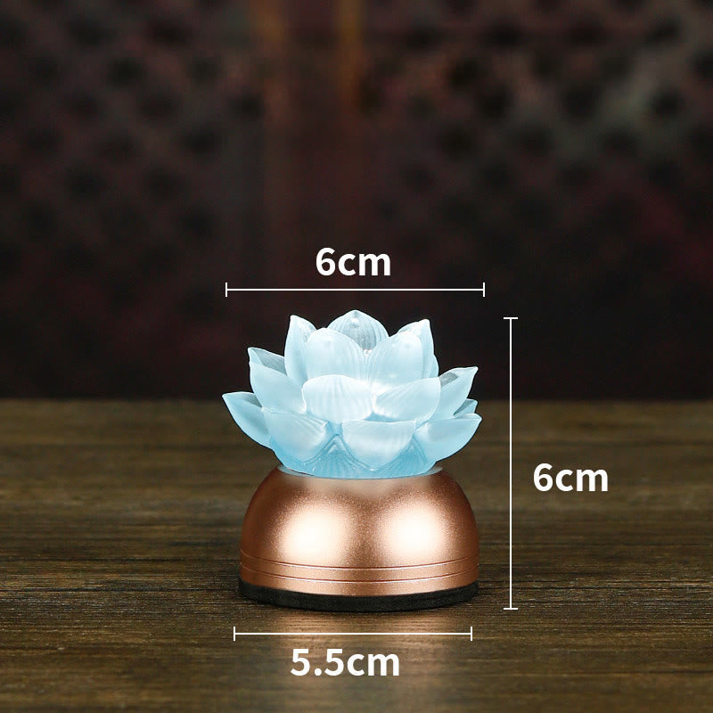 Buddha Stones Decoración para el hogar Lotus Liuli de cristal y cobre: ​​un nuevo comienzo - Azul claro recargable (6*6*5,5 cm) - image 19