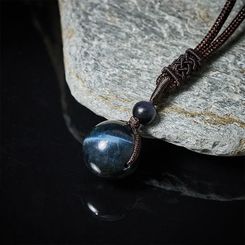 Buddha Stones Collar con colgante positivo de obsidiana de ojo de tigre, plata y oro. - image 2