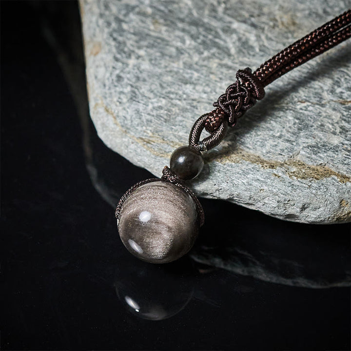 Buddha Stones Collar con colgante positivo de obsidiana de ojo de tigre, plata y oro. - image 6