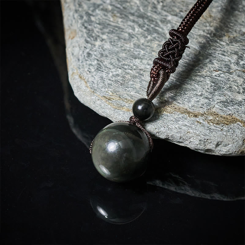 Buddha Stones Collar con colgante positivo de obsidiana de ojo de tigre, plata y oro. - image 14