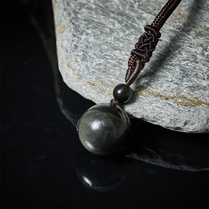Buddha Stones Collar con colgante positivo de obsidiana de ojo de tigre, plata y oro. - image 14