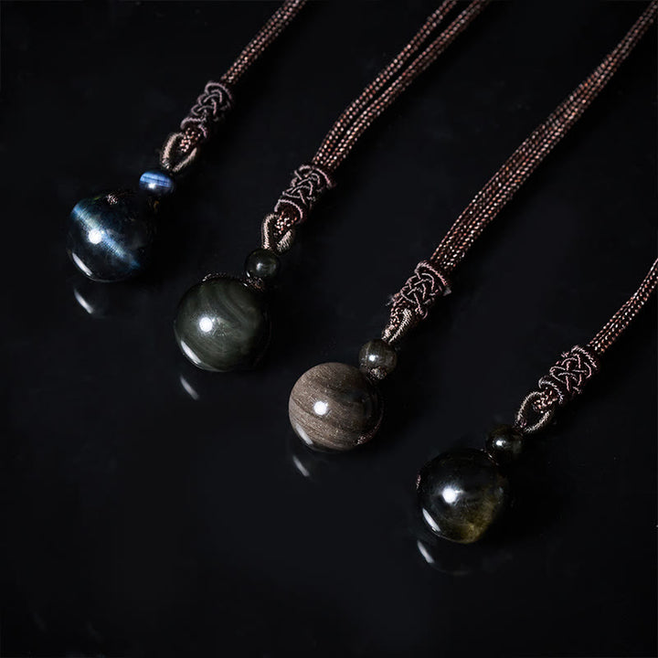 Buddha Stones Collar con colgante positivo de obsidiana de ojo de tigre, plata y oro. - image 18