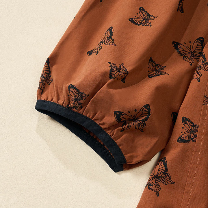 Buddha Stones Camisa de poliéster para mujer de manga larga con cuello en V y estampado de mariposas - image 3
