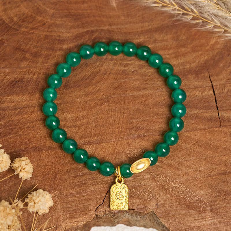Buddha Stones con lingote de ágata verde y carácter Fu para la relajación y la esperanza - image 2