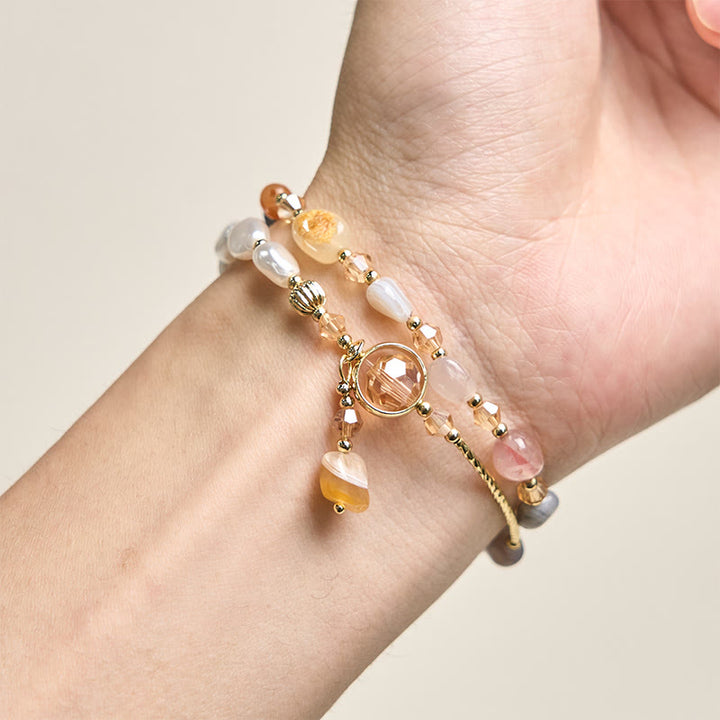 Pulsera de doble vuelta con cuentas de vidrio y perlas irregulares de Buddha Stones - image 3