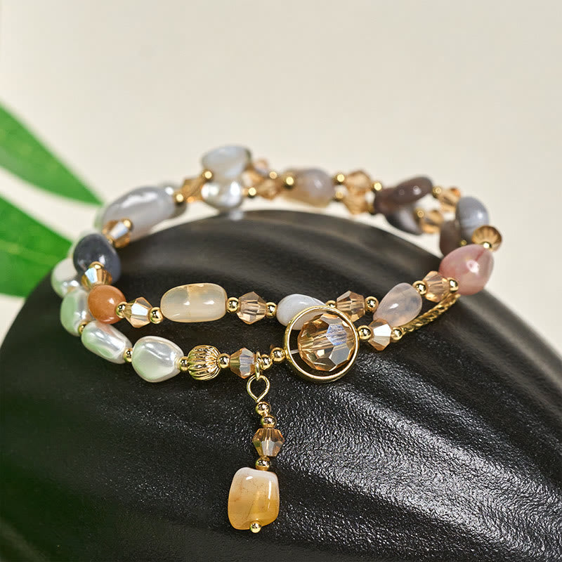 Pulsera de doble vuelta con cuentas de vidrio y perlas irregulares de Buddha Stones - image 2