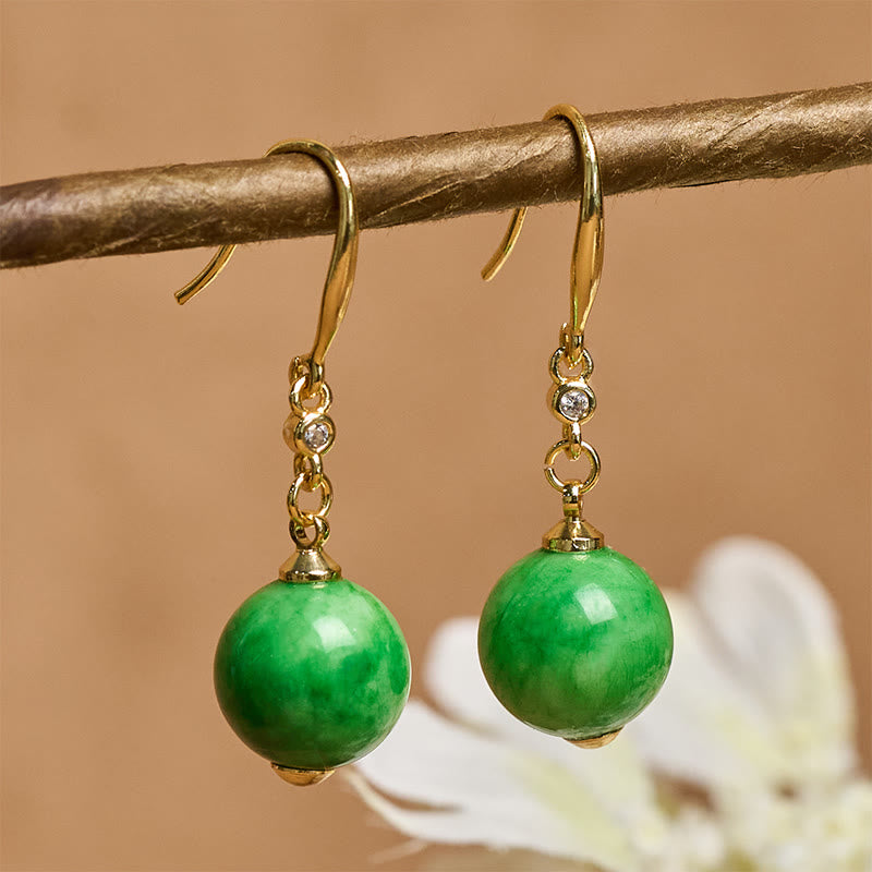 Buddha Stones Pendientes de plata de ley 925 con calcedonia verde y fuerza y ​​coraje - image 1