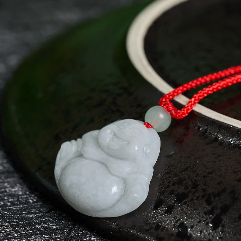 Collar con colgante de prosperidad de Buda sonriente de jade con Buddha Stones - image 2