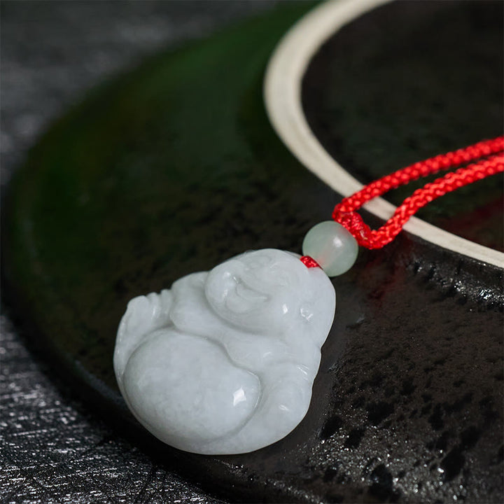 Collar con colgante de prosperidad de Buda sonriente de jade con Buddha Stones - image 2
