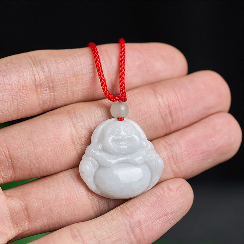 Collar con colgante de prosperidad de Buda sonriente de jade con Buddha Stones - image 4