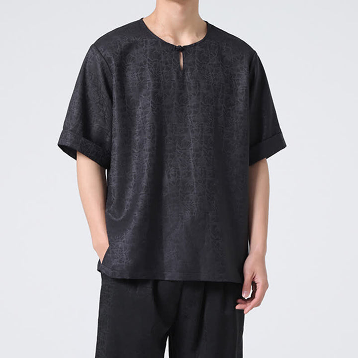Buddha Stones Camiseta de manga corta para hombre con estampado de nubes auspiciosas y craqueladas retro de verano - image 29