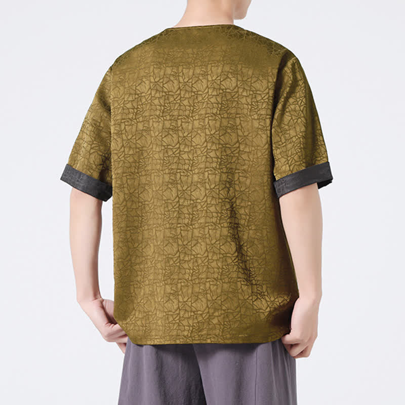 Buddha Stones Camiseta de manga corta para hombre con estampado de nubes auspiciosas y craqueladas retro de verano - image 4