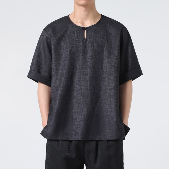 Buddha Stones Camiseta de manga corta para hombre con estampado de nubes auspiciosas y craqueladas retro de verano - image 26