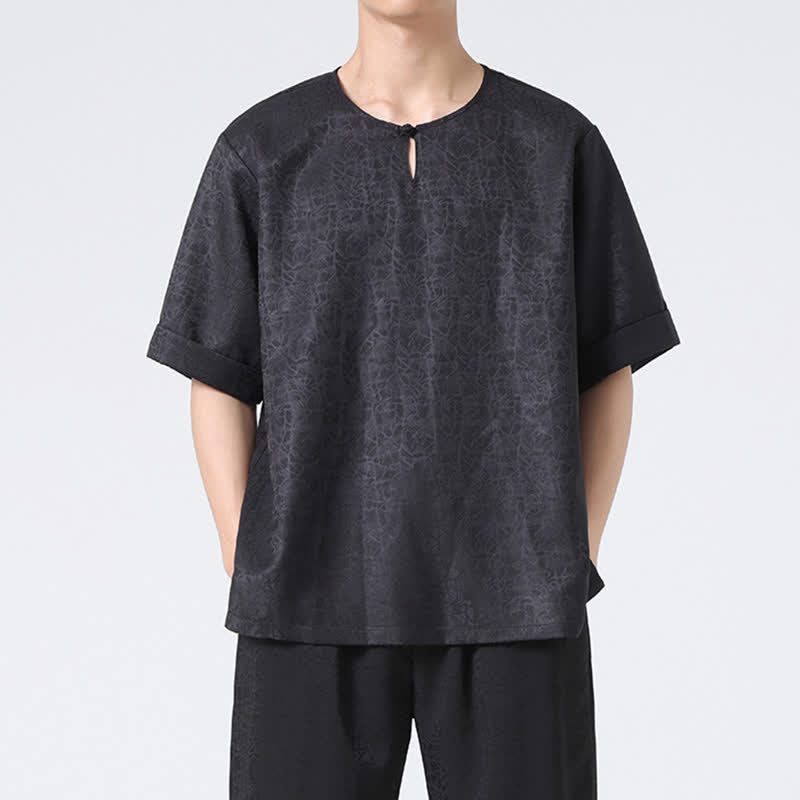 Buddha Stones Camiseta de manga corta para hombre con estampado de nubes auspiciosas y craqueladas retro de verano - image 25
