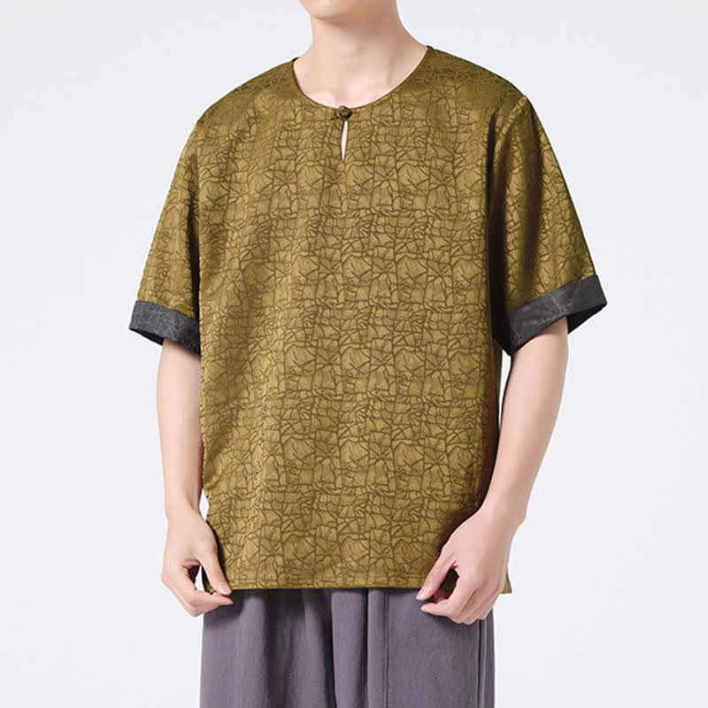 Buddha Stones Camiseta de manga corta para hombre con estampado de nubes auspiciosas y craqueladas retro de verano - image 6