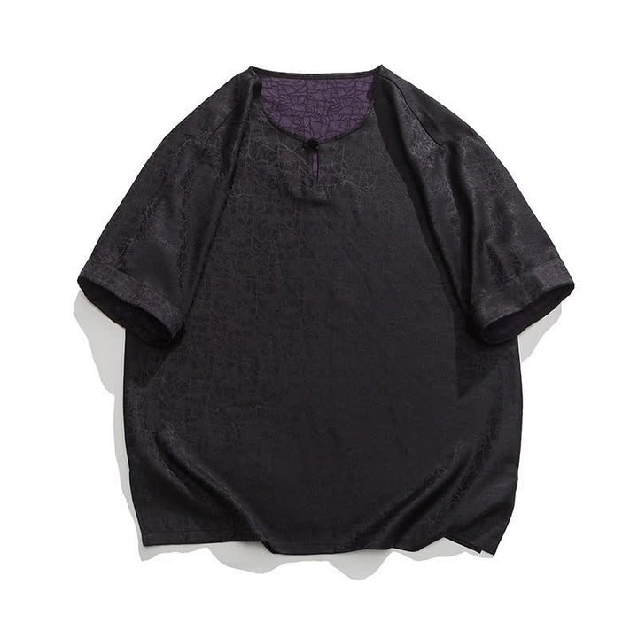 Buddha Stones Camiseta de manga corta para hombre con estampado de nubes auspiciosas y craqueladas retro de verano - Negro - US/UK/AU46, EU56 (5XL) - image 33