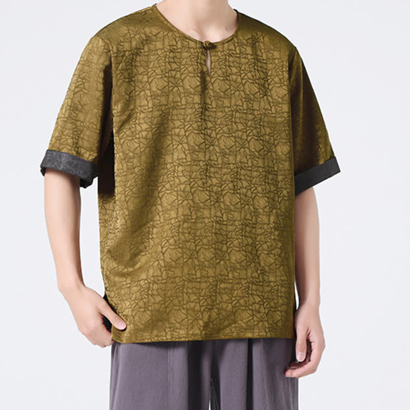 Buddha Stones Camiseta de manga corta para hombre con estampado de nubes auspiciosas y craqueladas retro de verano - image 5