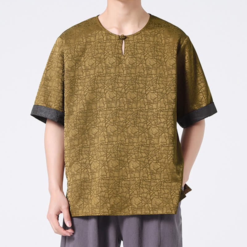 Buddha Stones Camiseta de manga corta para hombre con estampado de nubes auspiciosas y craqueladas retro de verano - image 2