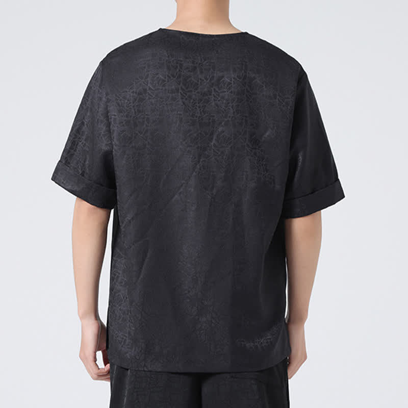 Buddha Stones Camiseta de manga corta para hombre con estampado de nubes auspiciosas y craqueladas retro de verano - image 27
