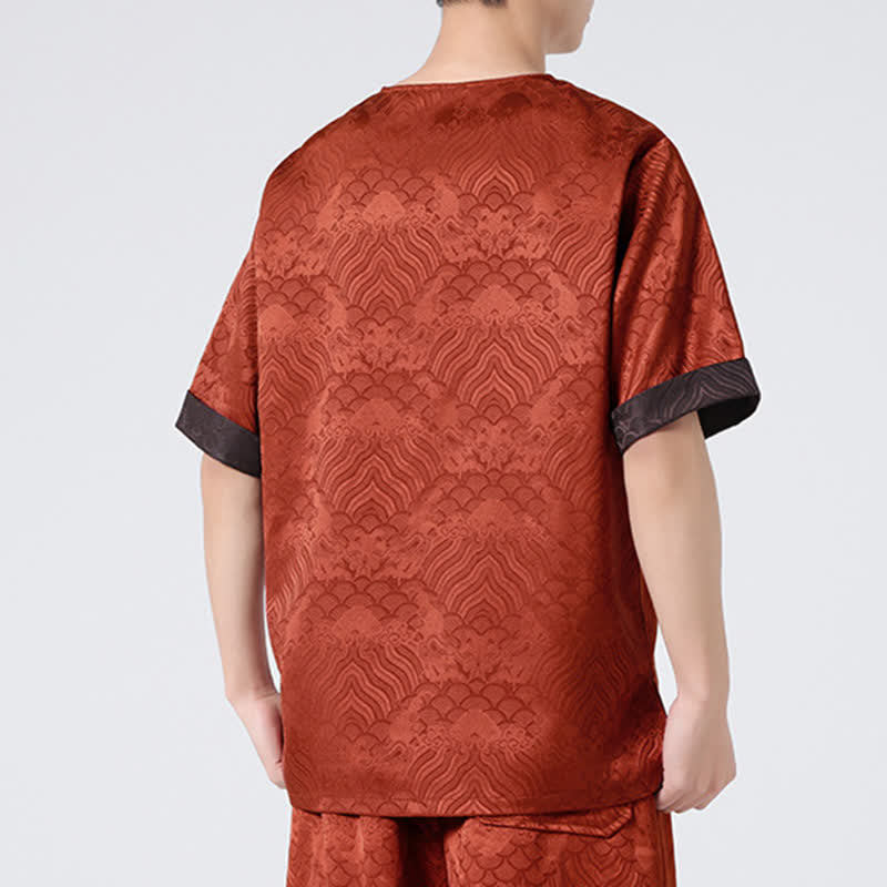 Buddha Stones Camiseta de manga corta para hombre con estampado de nubes auspiciosas y craqueladas retro de verano - image 20