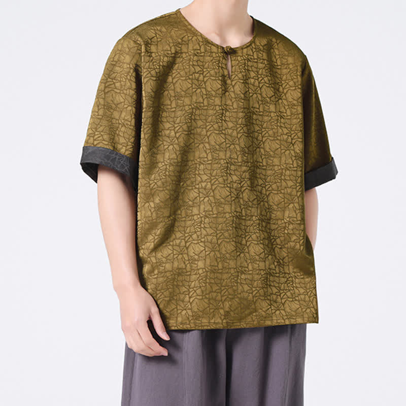 Buddha Stones Camiseta de manga corta para hombre con estampado de nubes auspiciosas y craqueladas retro de verano - image 7