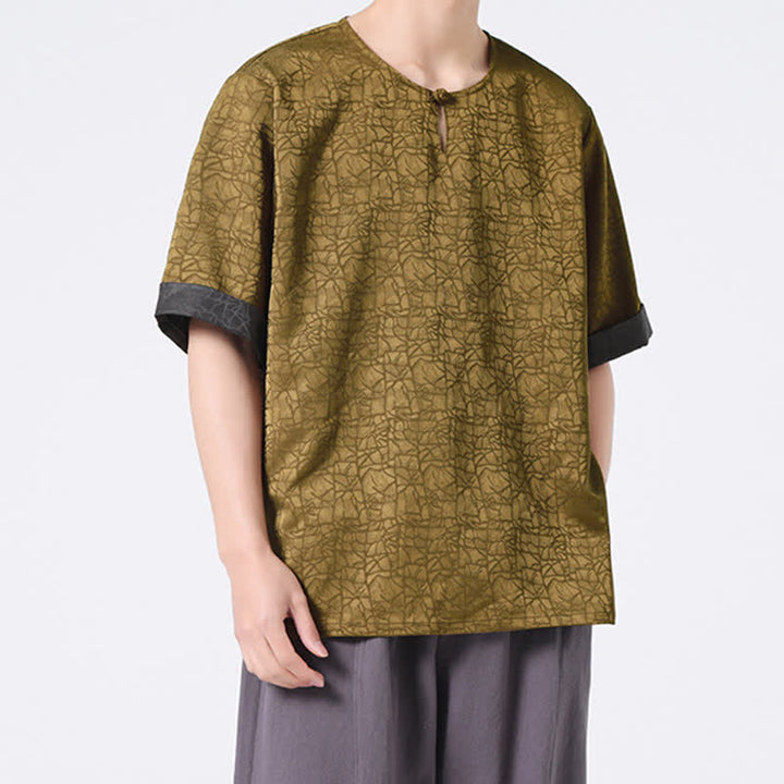Buddha Stones Camiseta de manga corta para hombre con estampado de nubes auspiciosas y craqueladas retro de verano - image 7