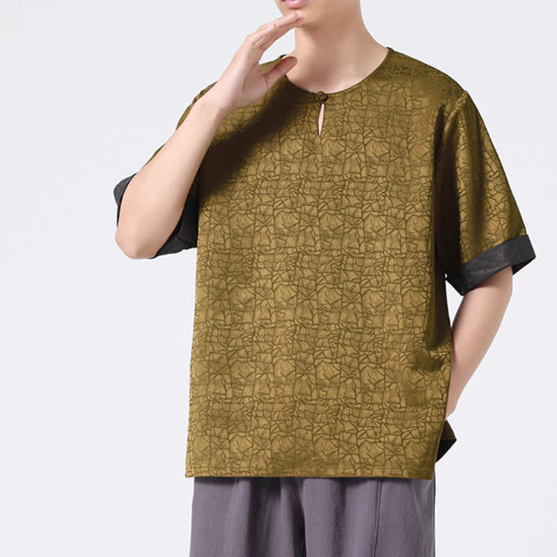 Buddha Stones Camiseta de manga corta para hombre con estampado de nubes auspiciosas y craqueladas retro de verano - image 8