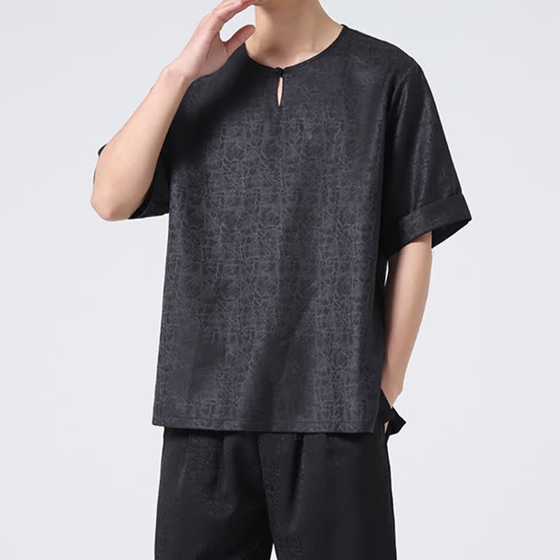 Buddha Stones Camiseta de manga corta para hombre con estampado de nubes auspiciosas y craqueladas retro de verano - image 30