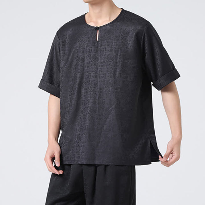 Buddha Stones Camiseta de manga corta para hombre con estampado de nubes auspiciosas y craqueladas retro de verano - image 32