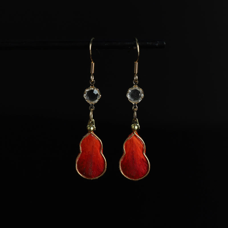 Buddha Stones Pendientes de gancho con diseño de calabaza de seda roja hechos a mano con bendición de la fortuna - Calabaza (tamaño: 4*1,5 cm) - image 0