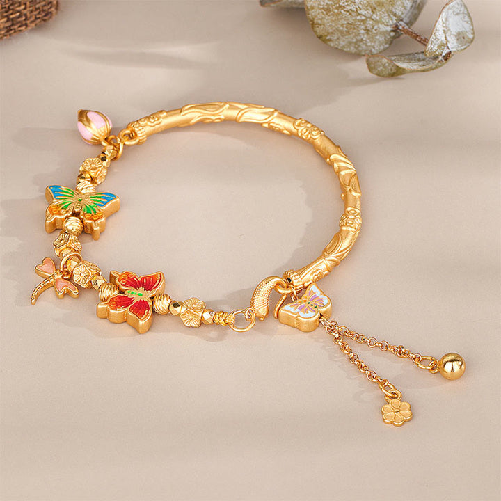 Buddha Stones Pulsera protectora de plata de ley 925 con flor de mariposa - image 2