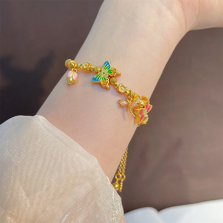 Buddha Stones Pulsera protectora de plata de ley 925 con flor de mariposa - image 3