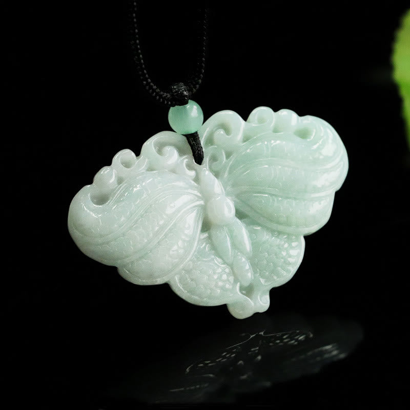 Buddha Stones Colgante de mariposa de jade para la prosperidad - image 3