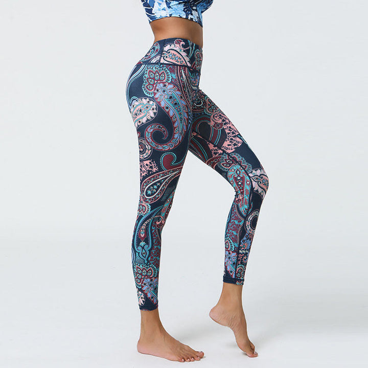 Leggings de cintura alta para mujer con estampado de Buddha Stones, flores, plumas, sol y luna, ideales para deportes, fitness y yoga. - image 3