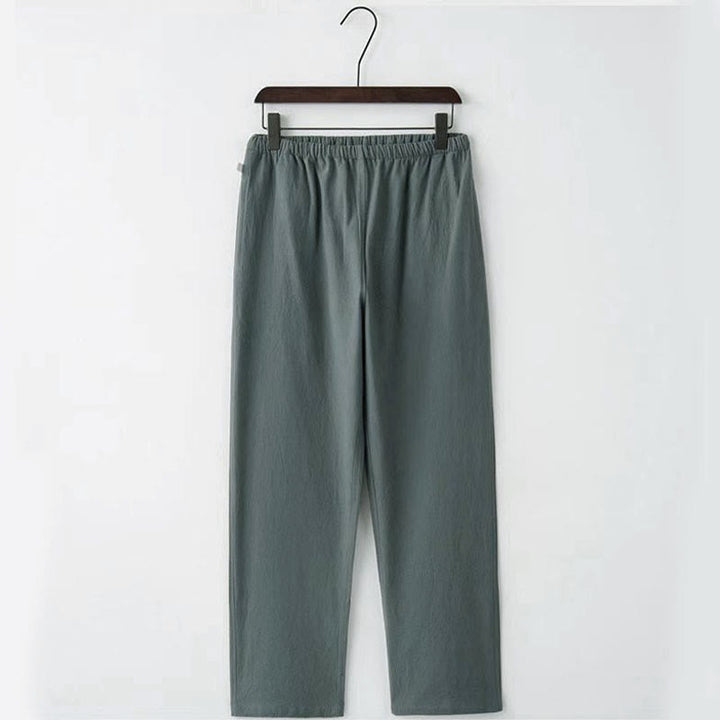 Conjunto de 2 piezas de traje Tang con Buddha Stones , uniforme tradicional con botones de rana, camisa de manga larga y pantalones para hombre - image 9